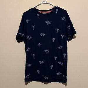 Dark Blue Shirt with Palm Tree Design